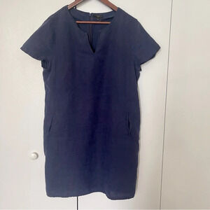 Dress linen 16 blue short sleeves 1.2.3